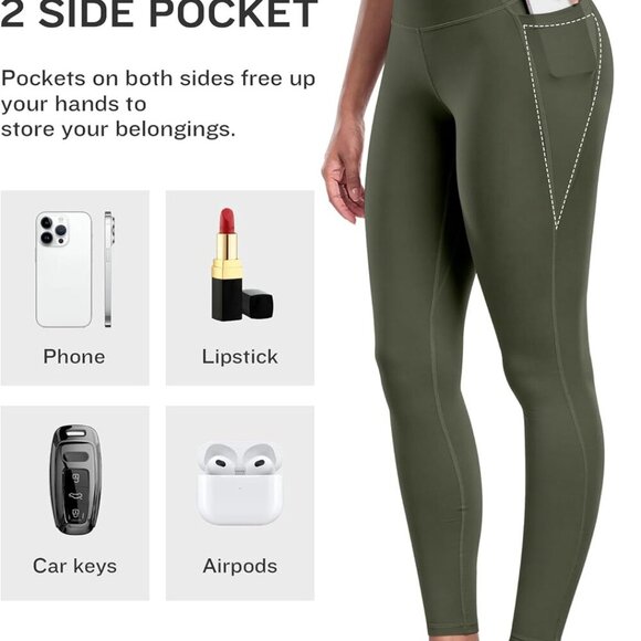 Leggings with Pockets for Women, 6 Packs Soft High Waisted Tummy Control Workout - Picture 2 of 6